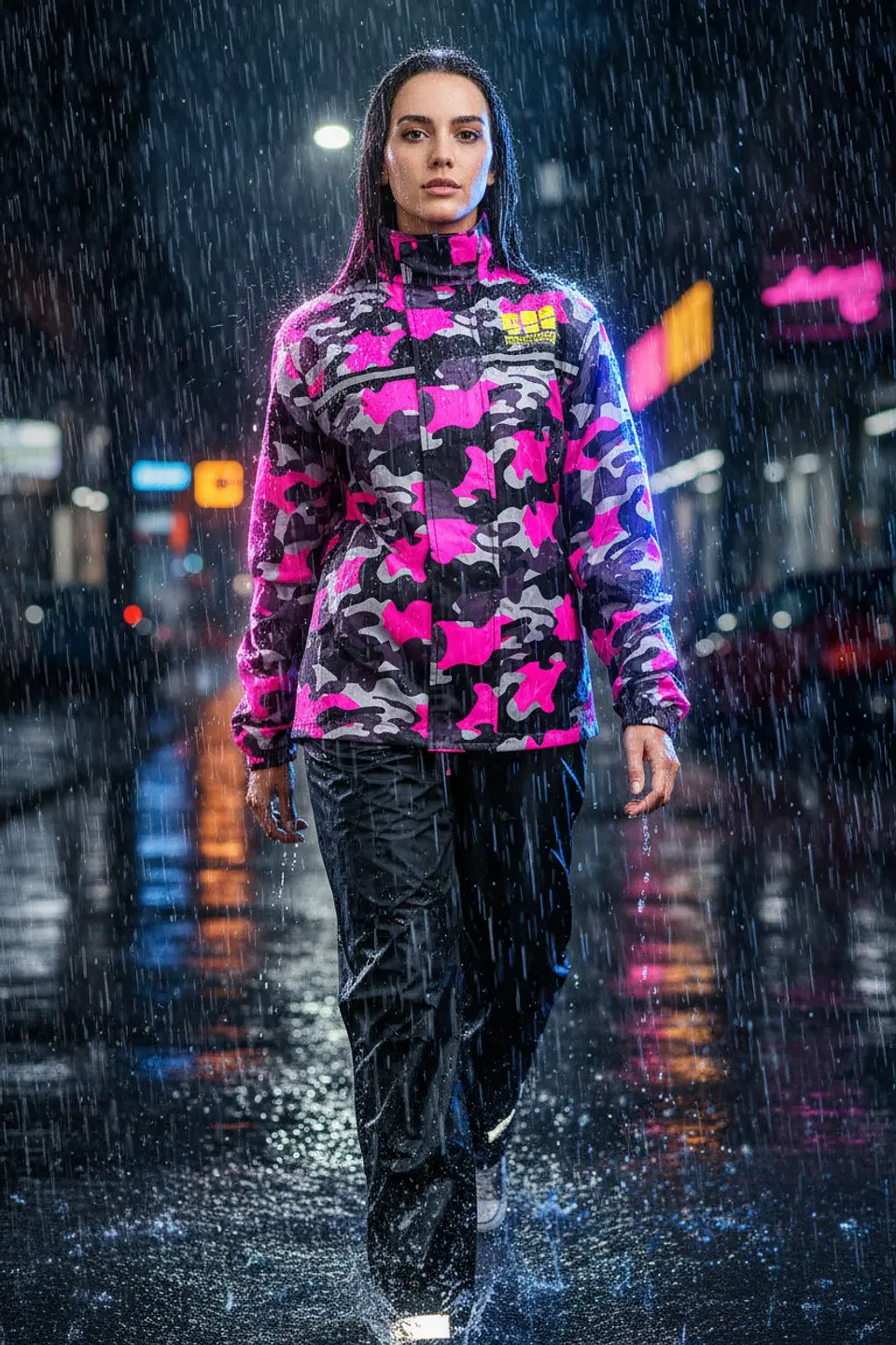 Traje Moto Mujer Impermeable Tipo Sudadera Camo + Botines 4