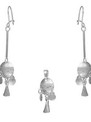 Combinación Aros y Colgante Mapuche