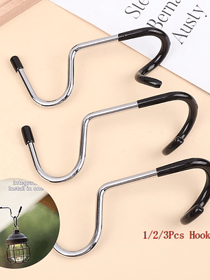 Gancho para poste de luz de camping | 1/2/3 ganchos de acero inoxidable