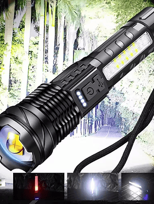 Linterna Táctica LED, 20000 Lumenes, resistente, impermeable y recargable