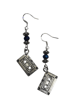 Aros Retro Cristal Facetado Azul