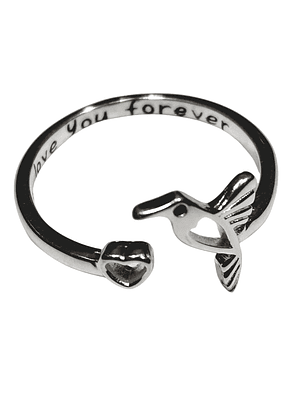 Anillo Ajustable Corazon Colibrí