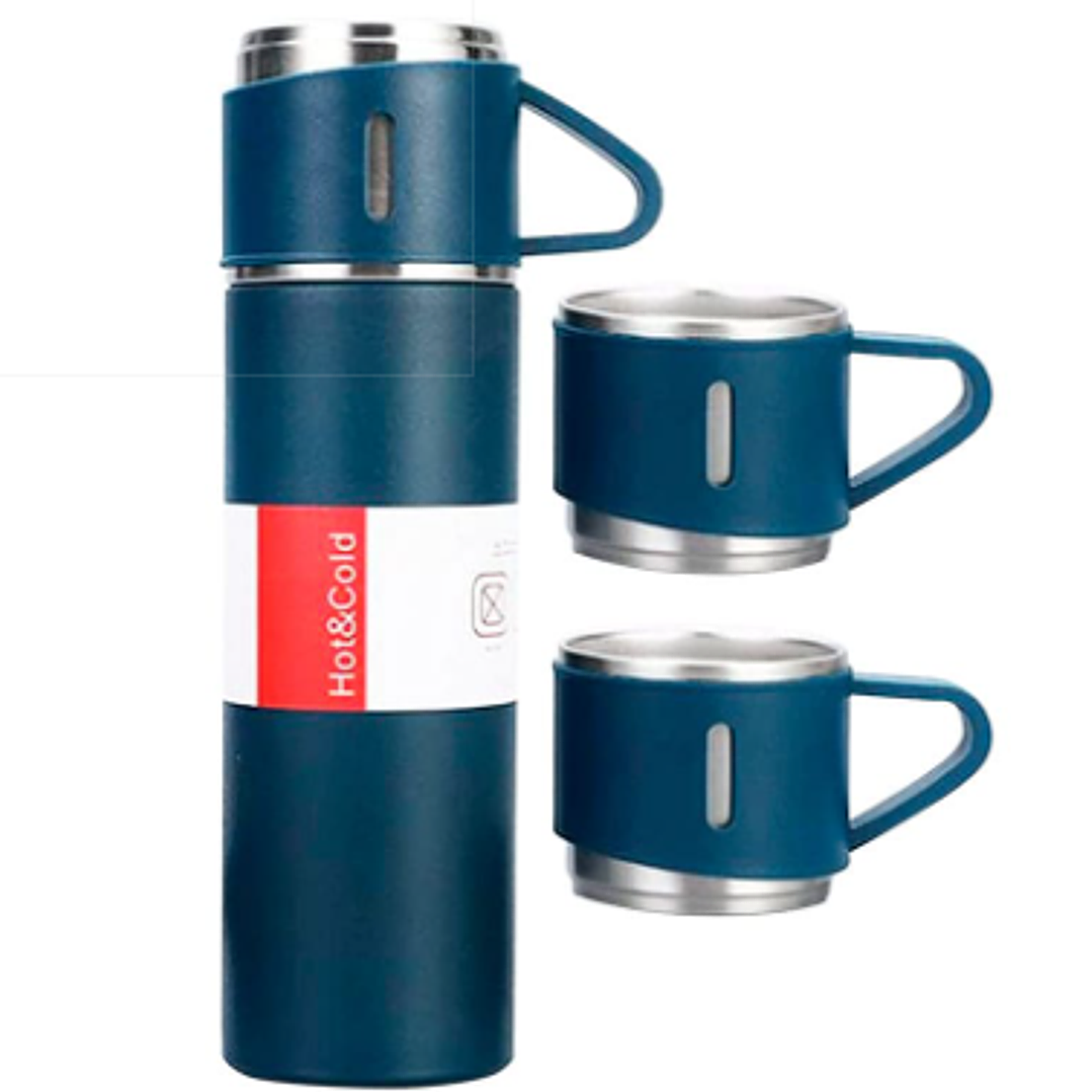 Set Termo 500ml + 3 Tazas De Acero 2