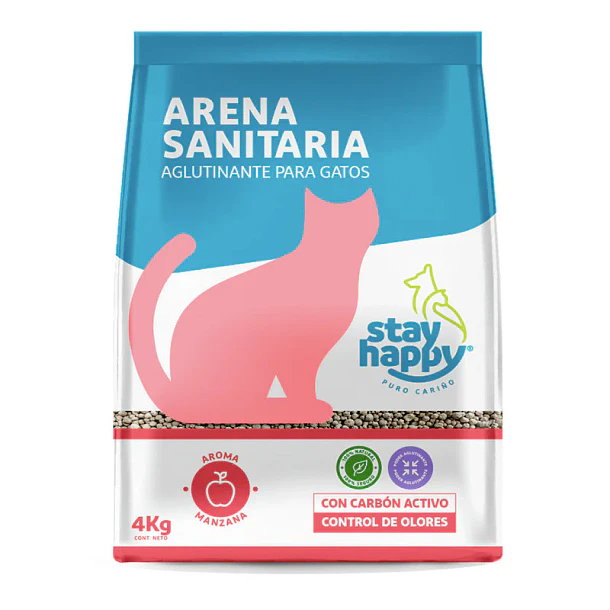 ARENA STAY HAPPY AGLUTINANTE 4 KG MANZANA               