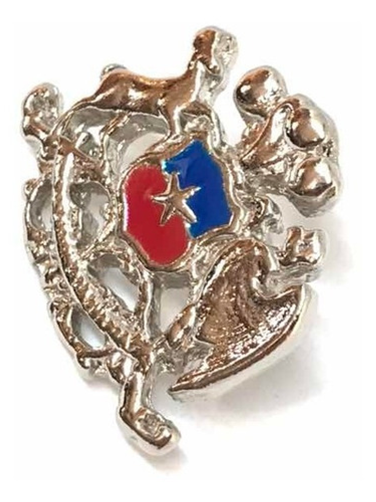 Pin Escudo Nacional De Chile Plateado Contorno  3d 3