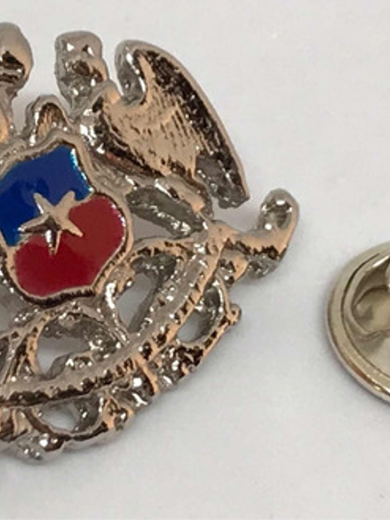Pin Escudo Nacional De Chile Plateado Contorno  3d 4