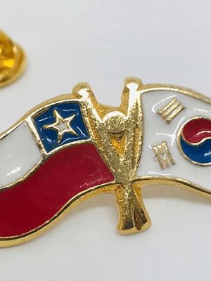 Pin Bandera Chile Y Corea Entrelazadas 