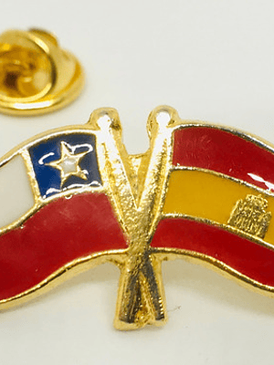 Pin Bandera Chile Y España Entrelazadas 