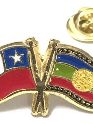 Pin Bandera Mapuche Y Bandera Chilena Entrelazadas