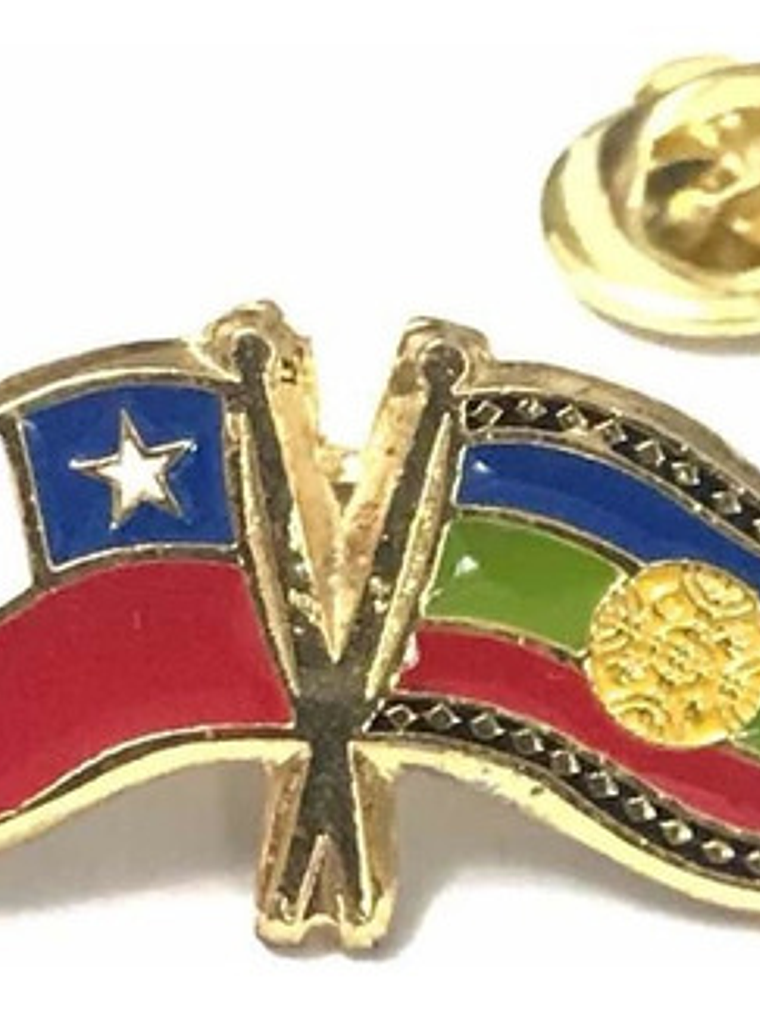 Pin Bandera Mapuche Y Bandera Chilena Entrelazadas 1