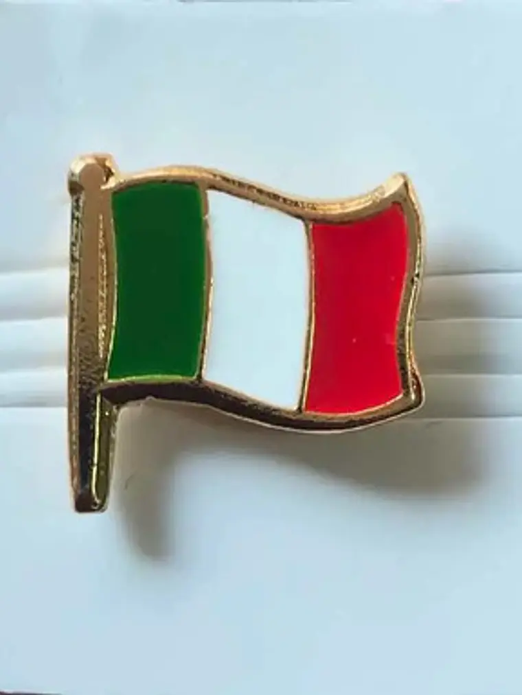 Pin Bandera Italia Pin Bandera Italiana Flameando Verde, Blanco, Rojo, Dorado Bandera Italiana 3
