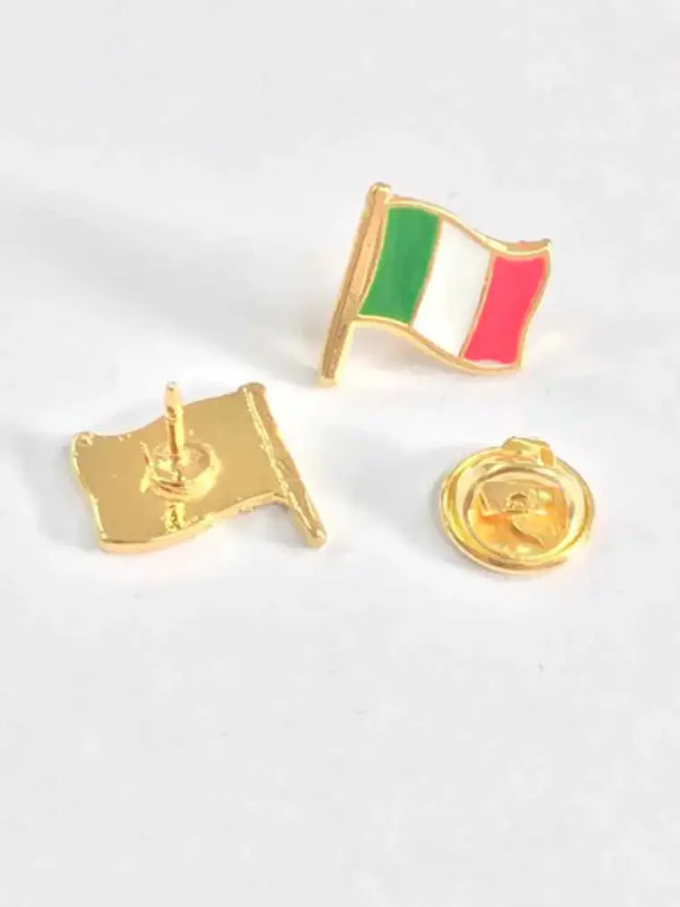 Pin Bandera Italia Pin Bandera Italiana Flameando Verde, Blanco, Rojo, Dorado Bandera Italiana 5