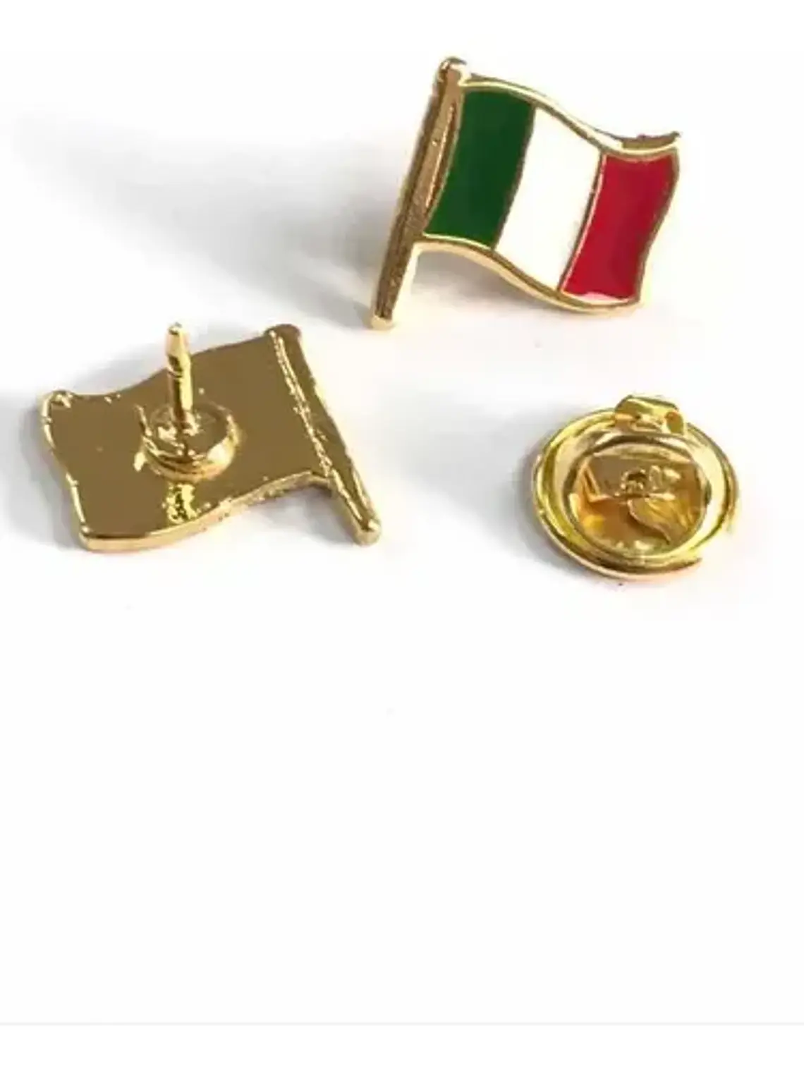 Pin Bandera Italia Pin Bandera Italiana Flameando Verde, Blanco, Rojo, Dorado Bandera Italiana 6