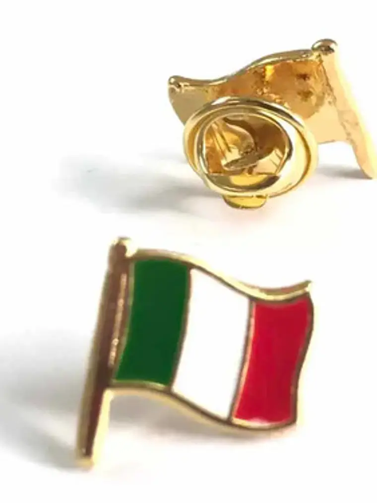 Pin Bandera Italia Pin Bandera Italiana Flameando Verde, Blanco, Rojo, Dorado Bandera Italiana 7