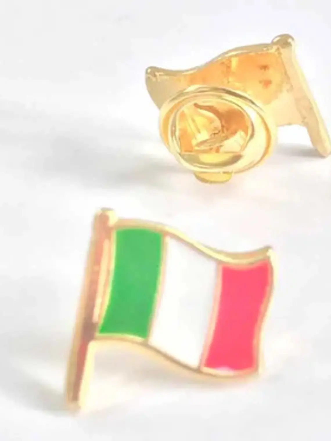 Pin Bandera Italia Pin Bandera Italiana Flameando Verde, Blanco, Rojo, Dorado Bandera Italiana 8