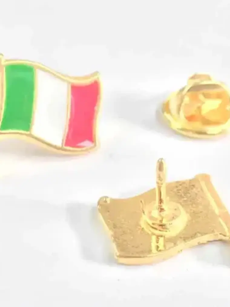Pin Bandera Italia Pin Bandera Italiana Flameando Verde, Blanco, Rojo, Dorado Bandera Italiana 9