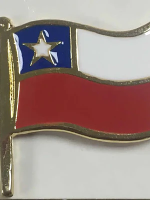 Pin Bandera Chilena Grande Bañada En Oro Esmaltada Chile Rojo, Blanco, Azul Y Dorado (borde Bañado En Oro) Bandera Chilena