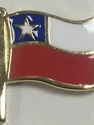 Pin Bandera Chilena Grande Bañada En Oro Esmaltada Chile Rojo, Blanco, Azul Y Dorado (borde Bañado En Oro) Bandera Chilena
