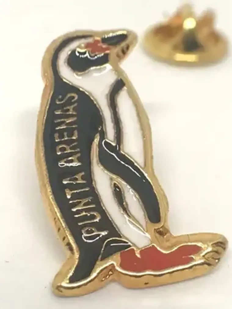 Pin Pingüino Magallanico Punta Arenas Chile  Negro Y Blanco Con Detalles Dorados Y Rojo Pingüino 1