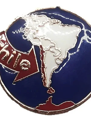 Magnético Chile Sudamerica Cobrizado Azul, Blanco Y Cobrizo/rojo