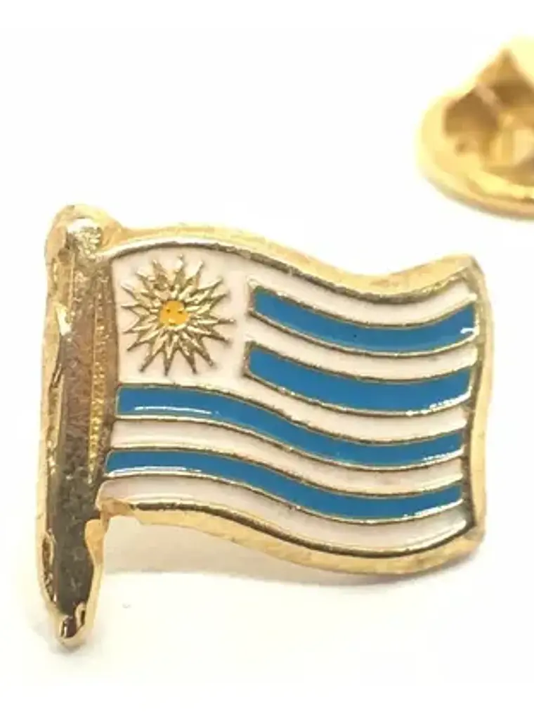 Pin Bandera Uruguay Blanco Y Celeste Con Detalles Dorados Bandera 1