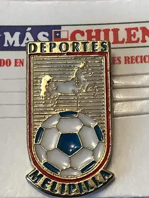 Pin Club Deportes Melipilla Dorado, Blanco Y Azul Escudo / Balón
