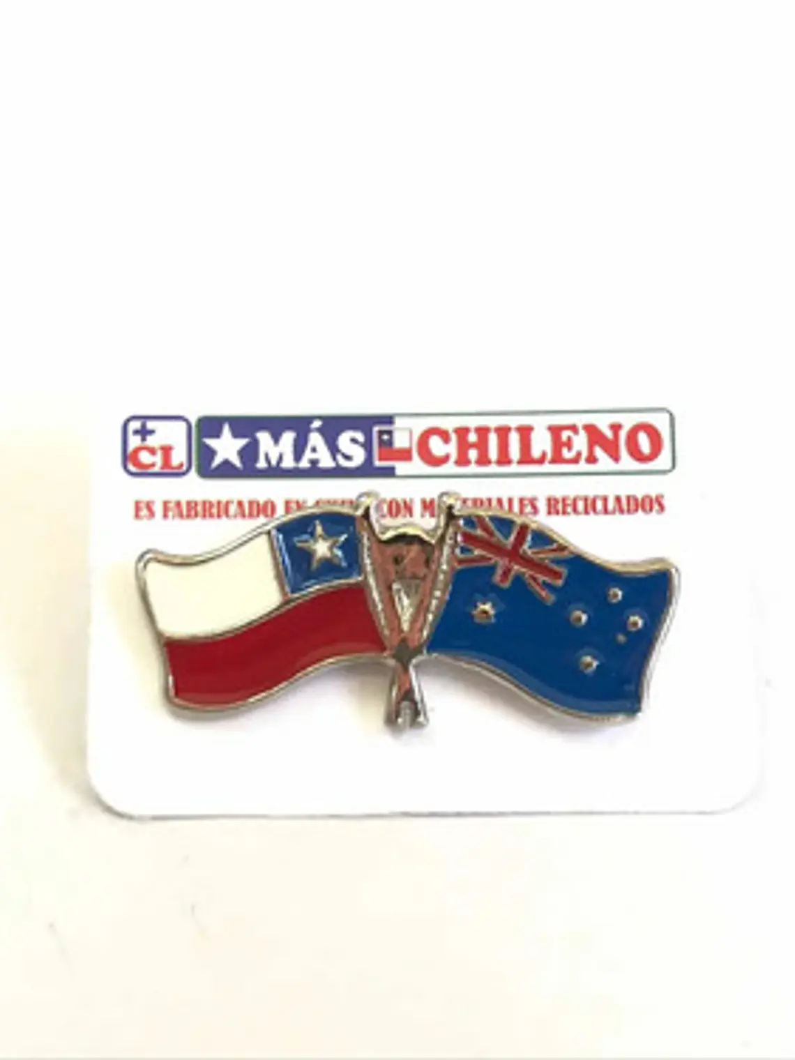 Pin Bandera Chile Y Australia Entrelazadas  Rojo, Blanco, Azul, Dorado Banderas Entrelazadas 6