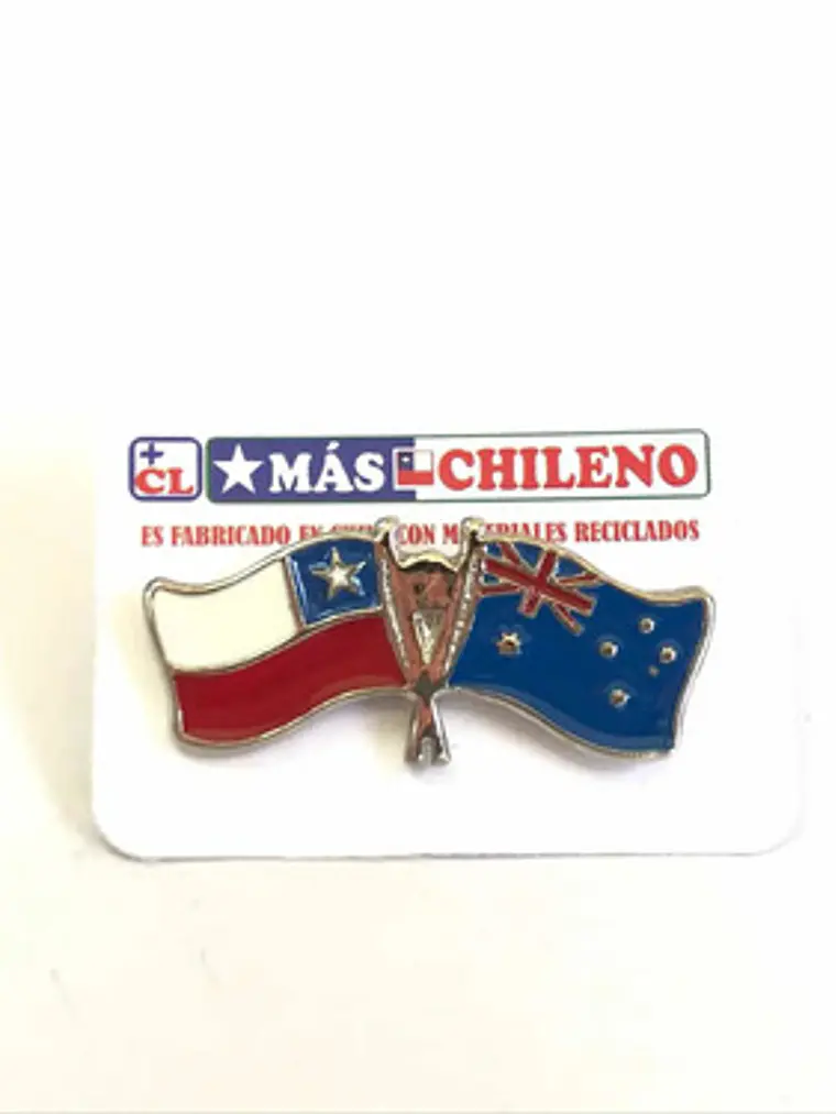 Pin Bandera Chile Y Australia Entrelazadas  Rojo, Blanco, Azul, Dorado Banderas Entrelazadas 6