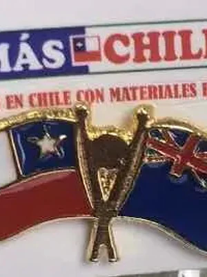Pin Bandera Chilena Y Nueva Zelanda Entrelazadas Rojo, Blanco, Azul, Dorado Banderas Cruzadas