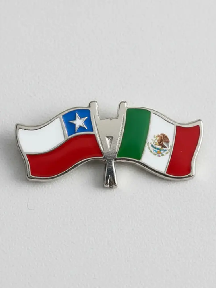 Pin Banderas Entrelazadas Chile Y Mexico Pin 2 Banderas 1