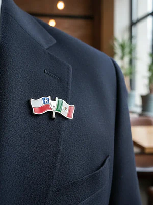 Pin Banderas Entrelazadas Chile Y Mexico Pin 2 Banderas