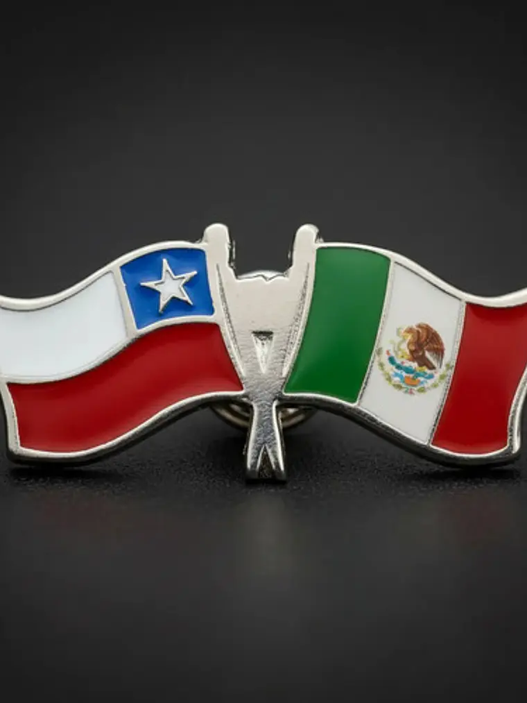 Pin Banderas Entrelazadas Chile Y Mexico Pin 2 Banderas 6