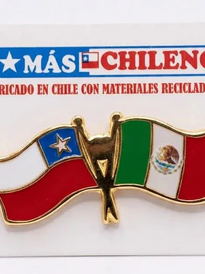 Pin Banderas Entrelazadas Chile Y Mexico Pin 2 Banderas