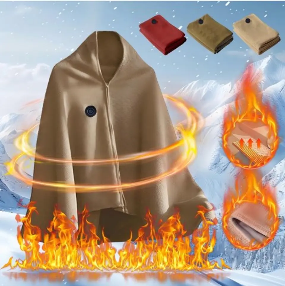 Manta Térmica Eléctrica USB Tipo Poncho | Calor Inteligente para Invierno 1