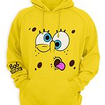 Poleron canguro con capucha Bob Esponja Adultos y niños Unisex