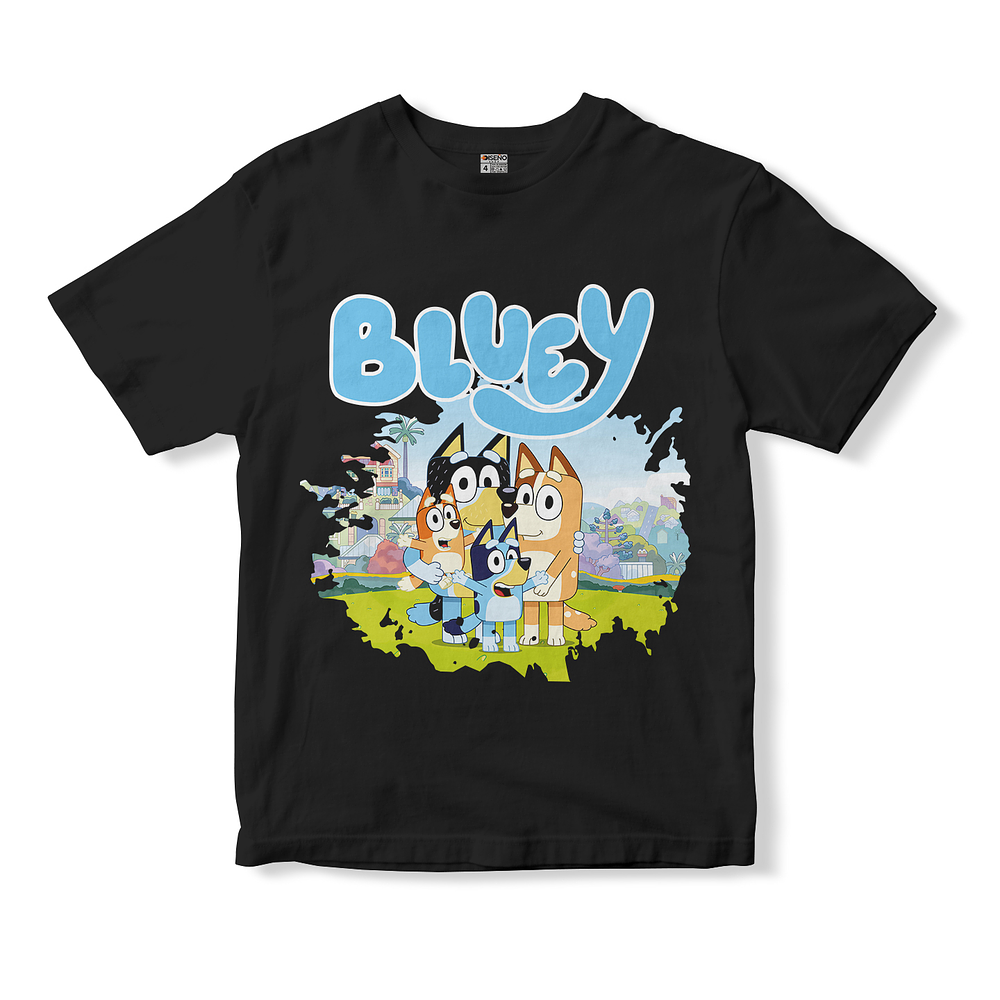 Polera Estampada Bluey Niño Unisex 100 Algodón