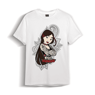 Polera Princesas Rockeras Rock Mulan Tatuada 100 Algodón