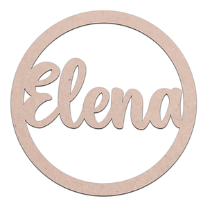 Letrero circular con nombre Madera  / MDF 3mm