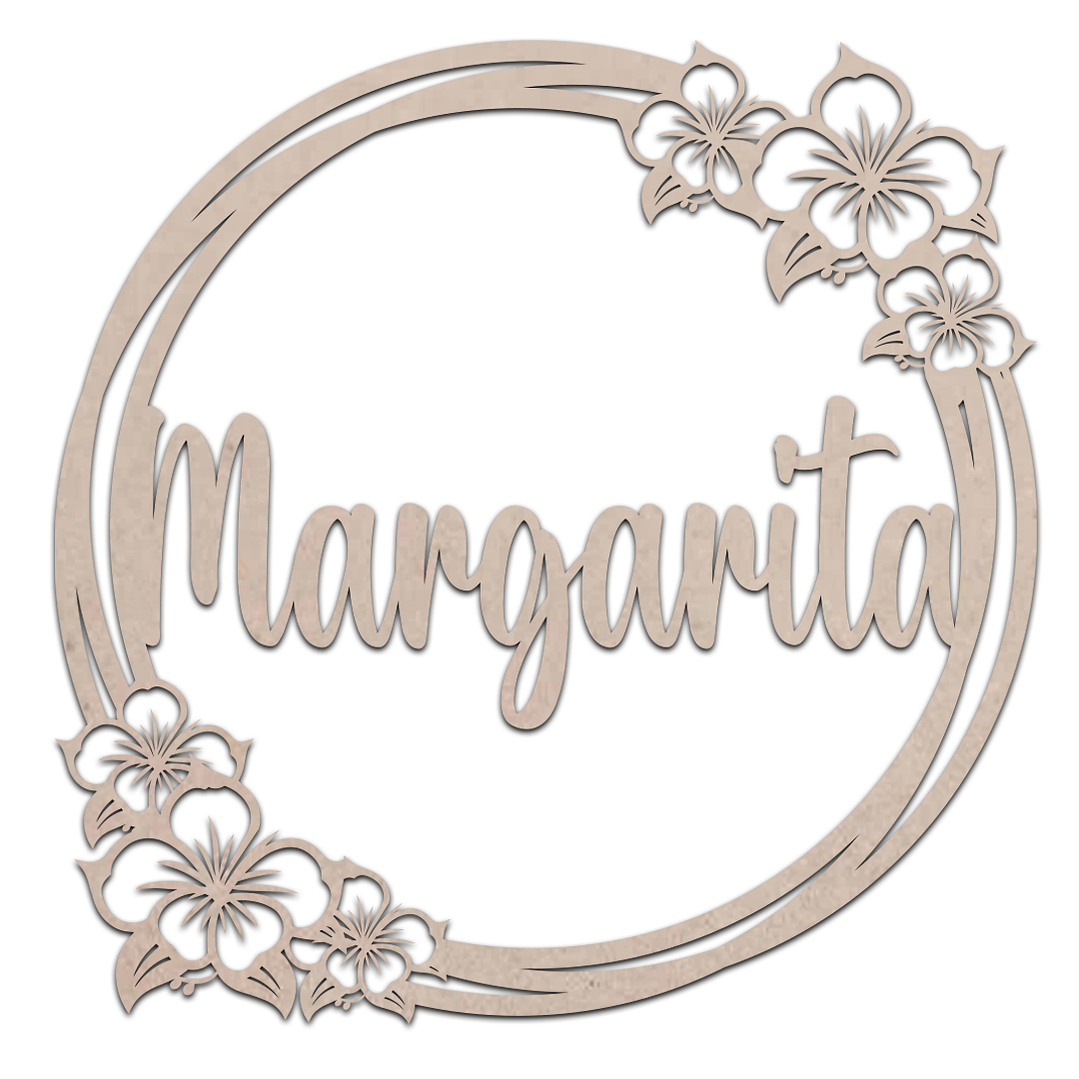Letrero circular con nombre Madera  / MDF 3mm 2