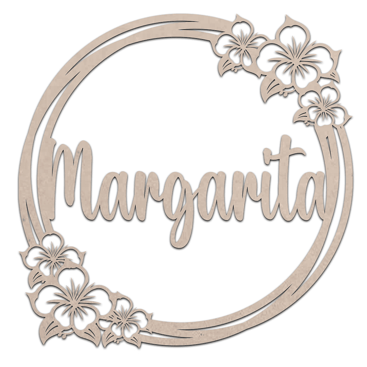 Letrero circular con nombre Madera  / MDF 3mm 2