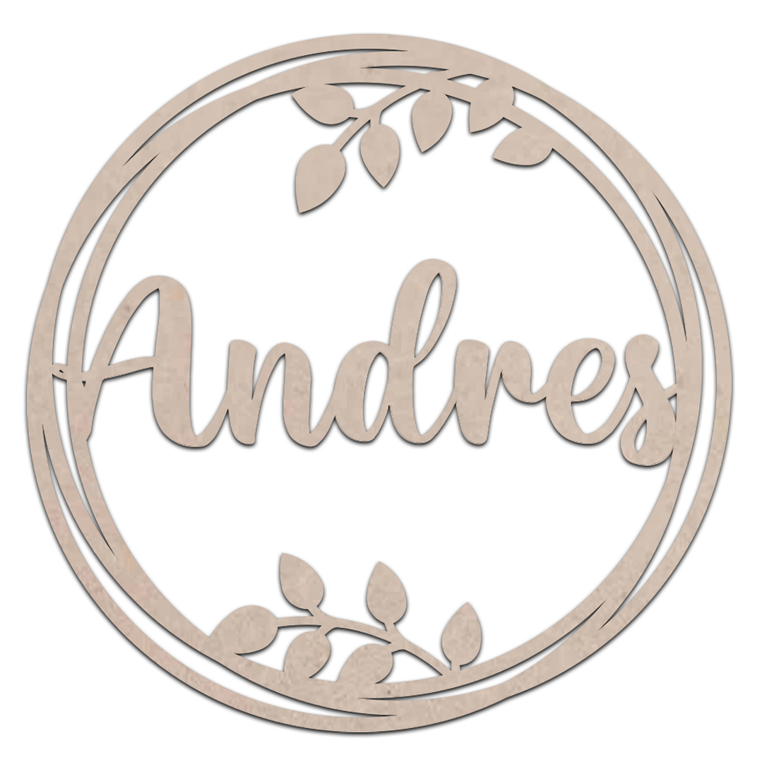 Letrero circular con nombre Madera  / MDF 3mm 3