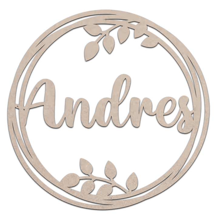 Letrero circular con nombre Madera  / MDF 3mm 3