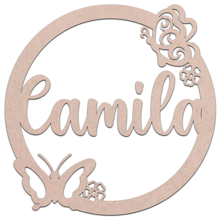 Letrero circular con nombre Madera  / MDF 3mm 6