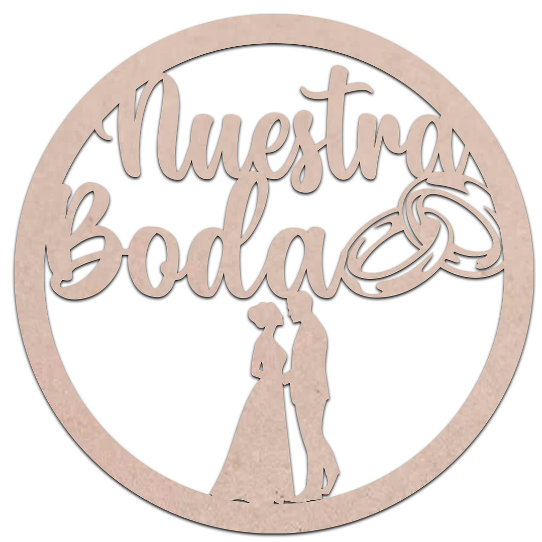 Letrero circular Boda Madera  / MDF 3mm 1