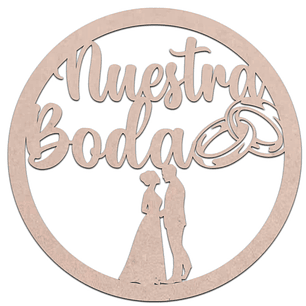 Letrero circular Boda Madera  / MDF 3mm