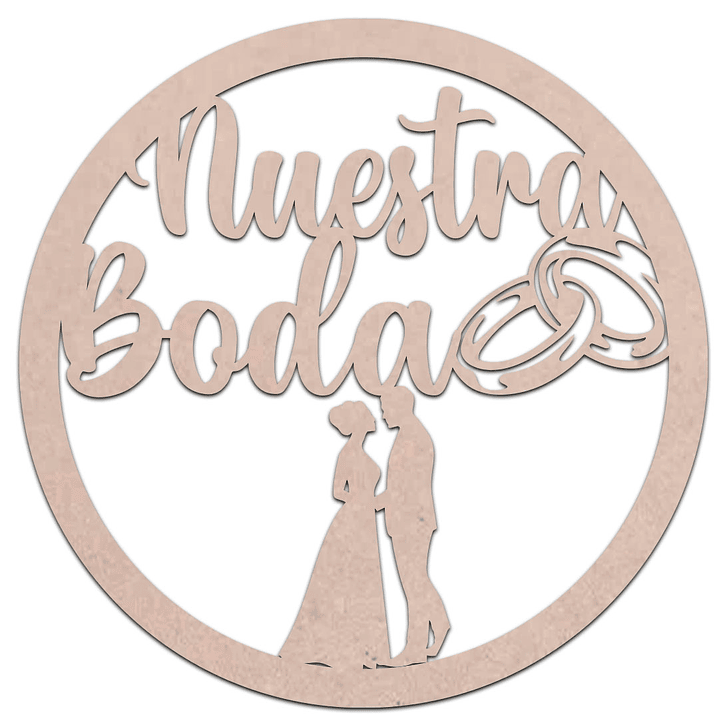 Letrero circular Boda Madera  / MDF 3mm 1