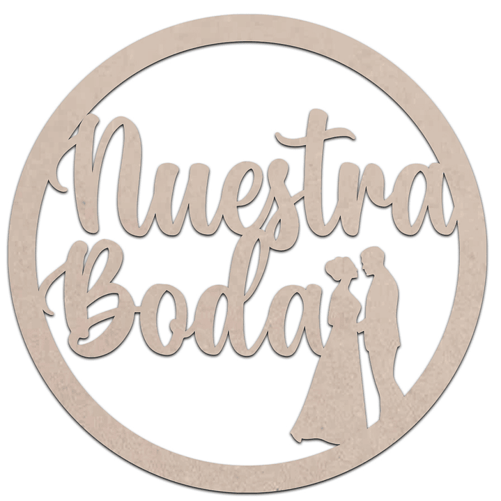 Letrero circular Boda Madera  / MDF 3mm 2