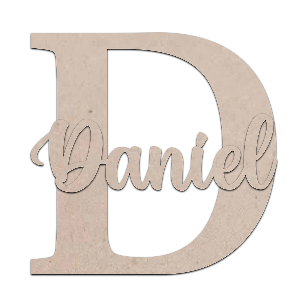 Inicial con nombre Madera / MDF 3mm 1