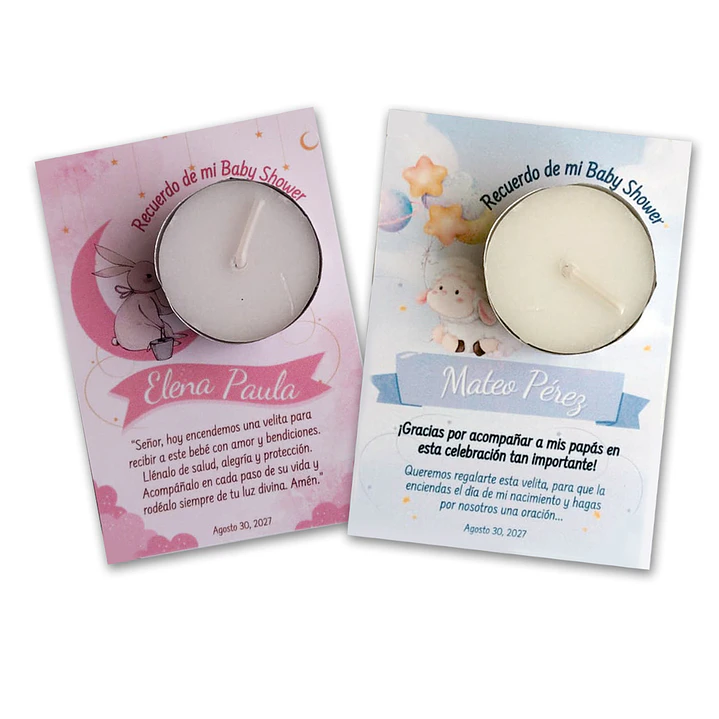 Velita Y Tarjeta – Recuerdo de Baby Shower y Bautizo 1
