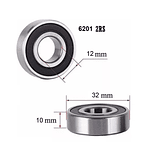 Rodamiento 6201 2rs Medidas 12x32x10 Milimetros